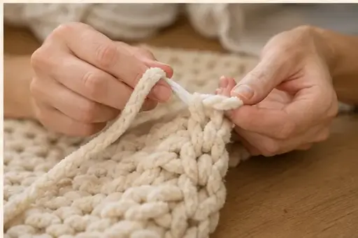 Fil chenille XXL et inspiration pour Rabattre les mailles sans serrer