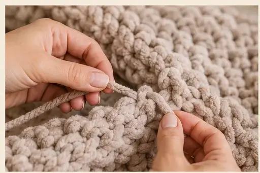 Fil chenille XXL et inspiration pour Pourquoi mon plaid devient-il plus étroit ?